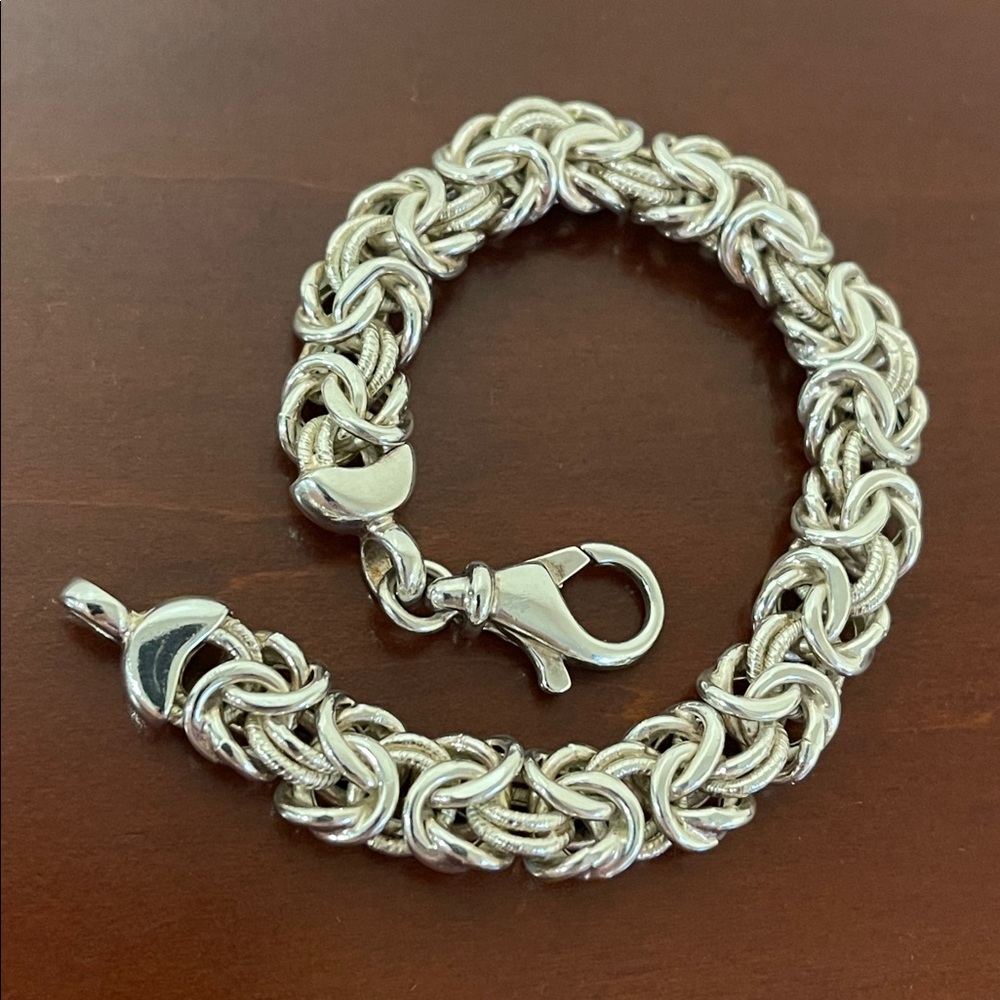 * Price Firm* Sterling Silver Byzantine Bracelet 7” - Picture 7 of 14